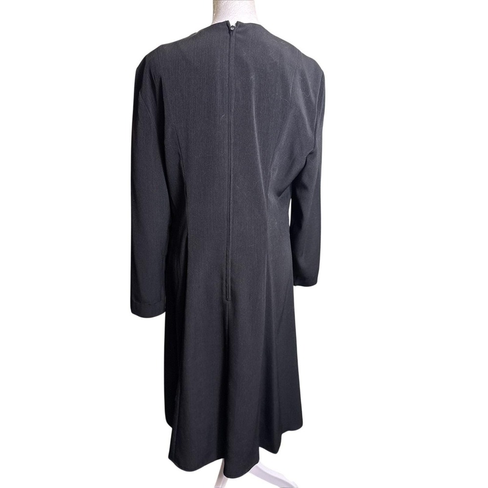 Vtg Leslie Fay Black Midi Dress 8 Whimsigoth Dark Academia Double Front Ties 90s - Picture 3 of 7